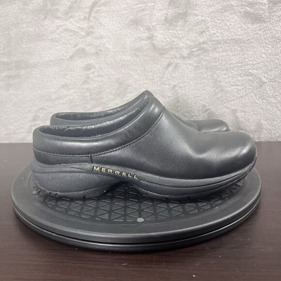 Merrell Shoes - Merrell Women Sz US 6.5 Ortholite Jungle Primo Black Leather Slip-on Mules Shoes